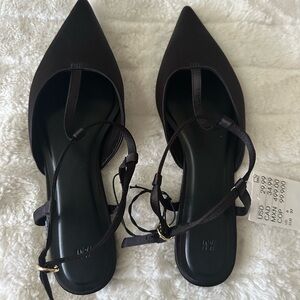H&M Black Strappy Pointed Flats Sandals